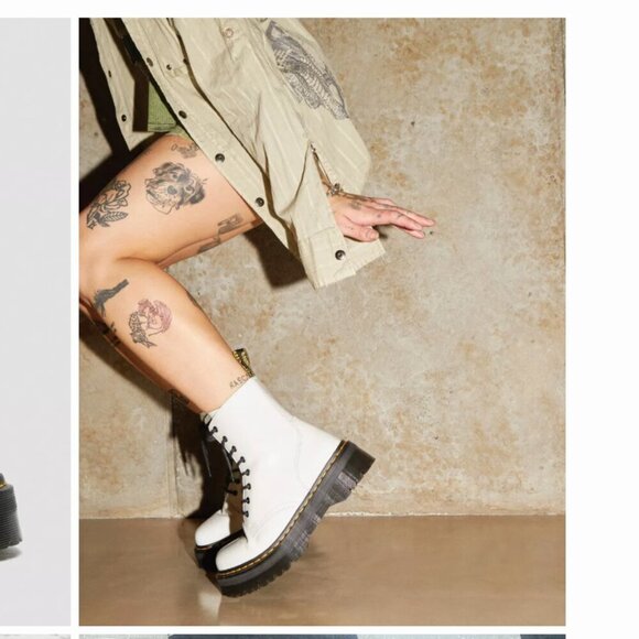 Dr. Martens Jadon White Leather Lug Sole Combat Boot Size - Picture 1 of 9